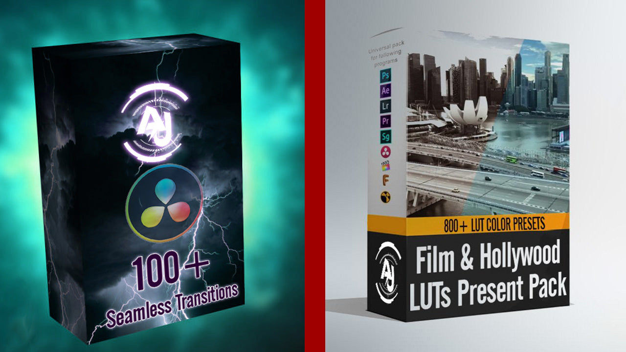 800+ Transitions Pack & 800+ Film & Hollywood LUTs for DaVinci Resolve